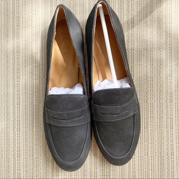 J. Crew Shoes - J. Crew Penny Suede Graphic Charcoal Loafers